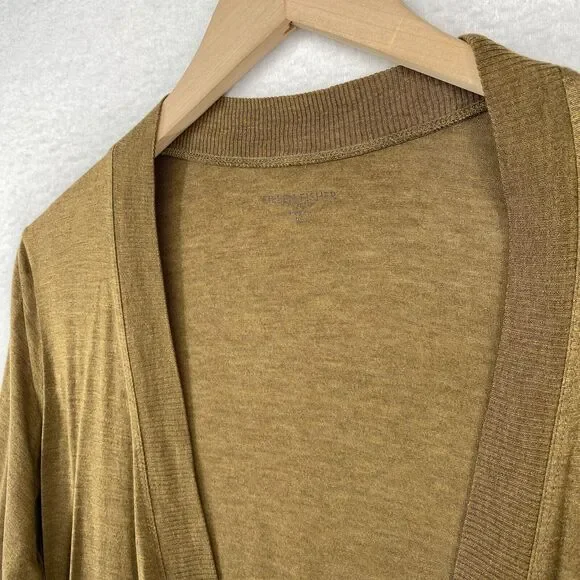 EILEEN FISHER Cardigan PL Silk Cotton Jersey Draped Open Front Long Sleeve Brown - Picture 3 of 15